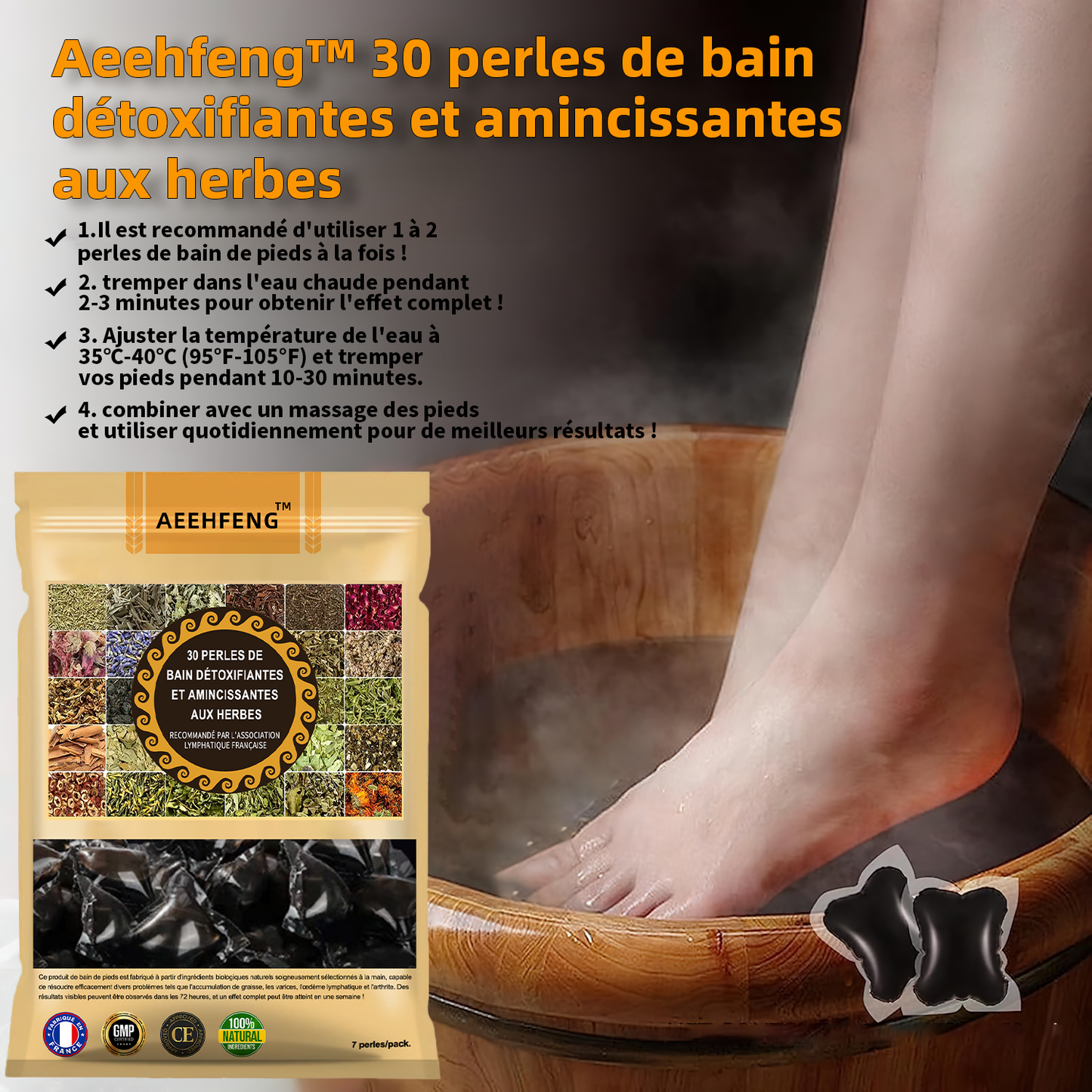 Aeehfeng™ 30 perles de bain détoxifiantes et amincissantes aux herbes💁‍♀️(Recommandé par l'Association Lymphatique Française)👩‍⚕️