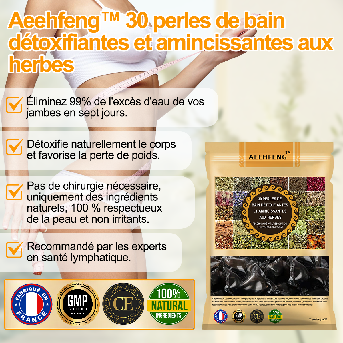 Aeehfeng™ 30 perles de bain détoxifiantes et amincissantes aux herbes💁‍♀️(Recommandé par l'Association Lymphatique Française)👩‍⚕️